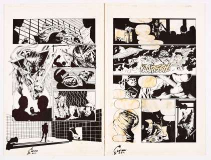 Ninjak # 3 pgs 18 & 19 original artwork drawn and signed by Joe Quesada. Ninjak… | Comic Book Auctions ltd