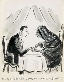 (CARTOON) ED FISHER. "Your life will be solitary, poor, nasty, brutish, and short." | Swann Galleries