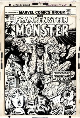 Ernie Chan, Ron Wilson - The Frankenstein Monster #12 Cover (New Origin Cover As the Monster Busts From His Ice Block!) 1974