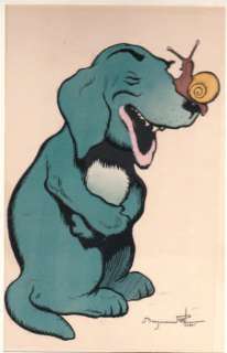 Rabier. Benjamin | Â« Le Chien et l’Escargot Â». Pochoir original en couleurs, | Tessier Sarrou