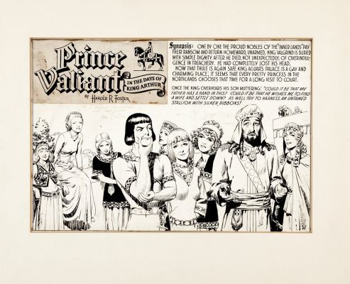 Hal Foster - Prince Valiant Sunday Comic Strip Panel Original Art Dated 10-31-43