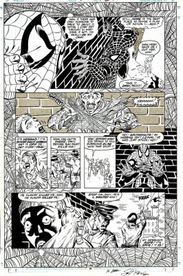 Sam de La Rosa, Scott Kolins | Web of Doom #1 P 19 (Awesome Spider-Man Capturing a Crook! Check Out Those Webs Drawn Around Entire Page!) 1994 | Romitaman