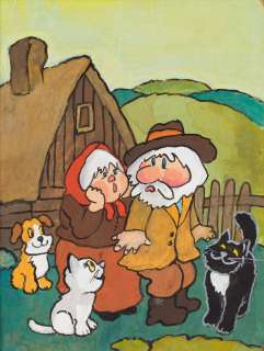 Julitta Karwowska-Wnuczak (1935) | Julitta Karwowska-Wnuczak | "Filemon, Bonifacy i Szczeniak", ilustracja książkowa, 1977 | Desa Unicum