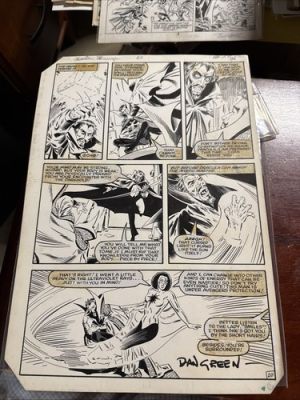 Original Art Dan Green Austin inks Dr Strange 60 pg 20 vs Dracula 1983 signed