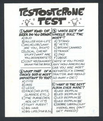 Peter Bagge | Peter Bagge Testosterone City - do-It-Yourself Testosterone Test - Led Zeppelin Issue Testosterone City # 1 Page 14 | Koch Comic Art
