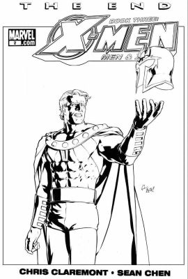 Gene Ha | Ha, Gene - X-Men, the End #2 Large Cover, Magneto Magneto Has an All Art Head on Top of the Head on the Board. @ New Jersey Art Show | Cool Lines Art