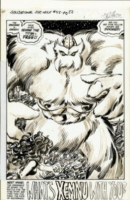 John Byrne | Byrne, John - She-Hulk #42 Splash Last Pg 22, Space She-Hulk Faces the First Hulk - Xemnu the Titan | Cool Lines Art