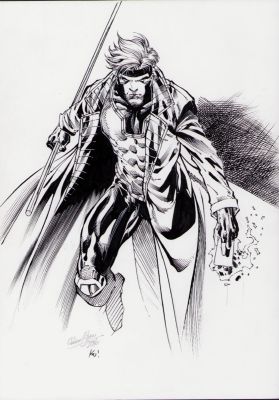 Ediano Silva | Gambit Detailed Ink Art Commission - Signed 2016 | Anthony’s Comic Book Art