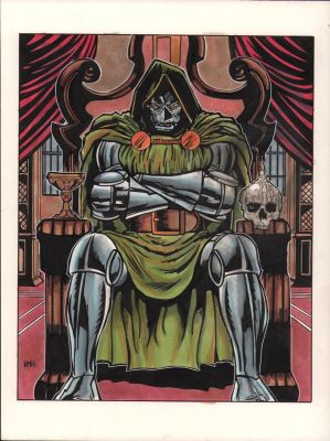 Rich Hennemann | Dr. Doom Seated on Throne Color Commission - Signed | Anthony’s Comic Book Art