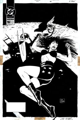 Lee Weeks | Hawkman #16 Cover (Wonder Woman Defeated, Hawkman’s Mask, Batman Disk, & Giant Minotaur Shadow!) 1994 | Romitaman