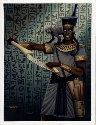 Den Beauvais | Theib, Master of Scribes - Guardians Published Collectible Fantasy Card Painting (1990S) | Romitaman
