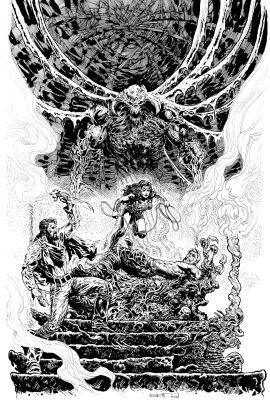 Liam Sharp | Wonder Woman #7 Very Large Cover (Wonder Woman Saving Bound Steve Trevor, with Andres Cadulo, & the God: Urzkartaga!) 2016 | Romitaman