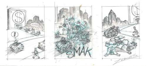 Donald Duck, Uncle Scrooge & the Beagles - Original Pencil Triptych - Z. Vendetta (1990s) | Catawiki