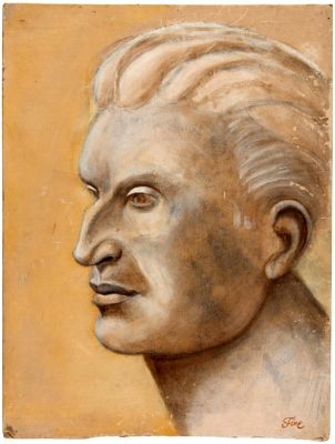 Lou Fine | Older Portrait Profile Painting (Signed) | Romitaman