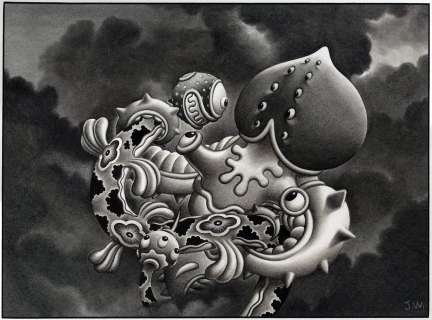 Jim Woodring - maya and mantra - charcoal