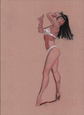 Jim Silke | Bettie Page Full Figure Color Art - Signed - 1998 | Anthony’s Comic Book Art
