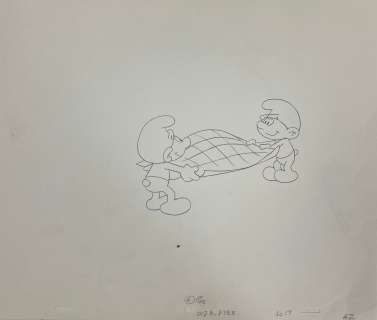 Original Smurfs Hand Drawn in Pencil Animation Storyboard Drawing | misc / divers