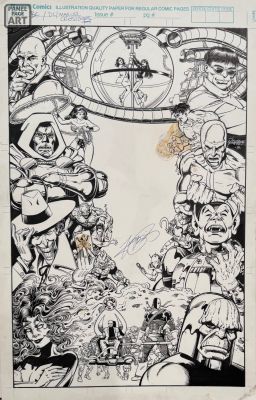 George Perez | Dc/ Marvel Crossover - Tpb - Back Cover - 1991 | Panel Page Art