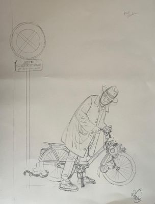 Dodier Alain | Crayonné original de Jérôme K. Jérôme Bloche 6 | Galerie Napoléon