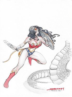 Justin (Moritat) Norman | Wonder Women Page Painted Illustration | Splash Page