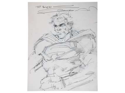 Frank Miller - Original Superman Sketch, Signed | Weiss Auctions