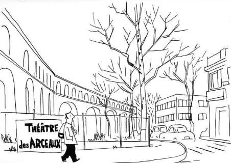 Guy Delisle - AUX ARCEAUX Encre de Chine, signé, daté 2011 24 x 32 cm