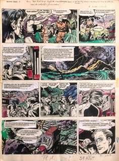 Paape, Eddy - Originele pagina in kleur - Jan Kordaat / Jean Valhardi - Diamanten / Les Êtres de la Forêt - O.I. encre et aquarelle | Catawiki