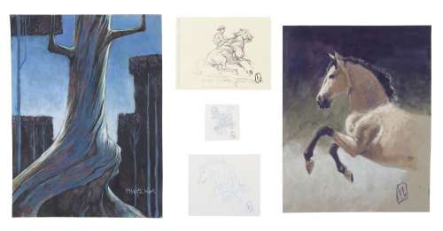 Lot 1117 - (5) VAL MAYERIK (B.1950) ORIGINAL COMIC ILLUSTRATION ART