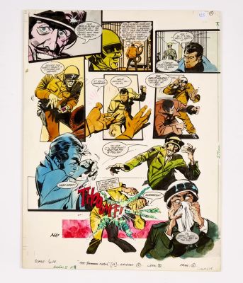 Six Million Dollar Man original artwork (1975) drawn and initialled by Martin Asbury for Look-in | Comic Book Auctions ltd