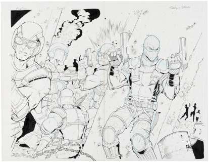 "G.I. JOE" #17 WRAPAROUND COMIC BOOK COVER ORIGINAL ART WITH BEACHHEAD BY SEELEY, BROWN & RAUCH.