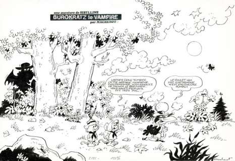 Macherot, Raymond  - Dessin original Ã  l’encre de Chine - Sibylline - Poster pour Journal Spirou - (1980) | Catawiki