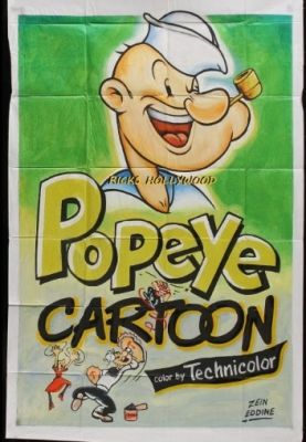 Popeye Handpainted Poster 1980’S - Made in Lebanon For Theatre | ComicArtFans Classifieds
