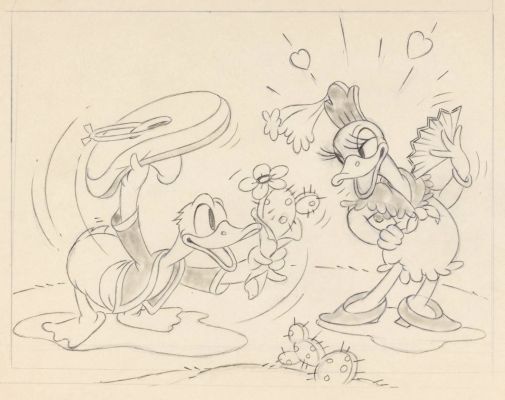 Tom Wood | Tom Wood - Don Donald - Donald Duck & Donna Duck - 1936 - Publicity Drawing | ComicArtFans Classifieds