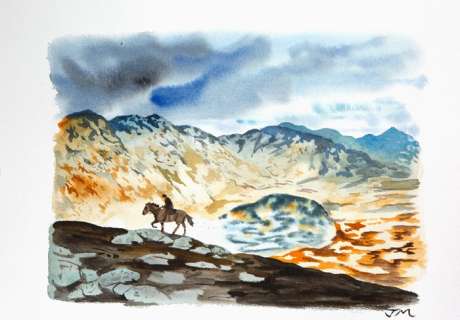 original illustr. - Iceland - acquerello cm 42x29,7 - Page volante - autres (2018) | Catawiki