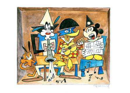 Mickey, Donald, Pluto & Goofy inspired by Picasso - Original Painting - Tony Fernandez | Catawiki