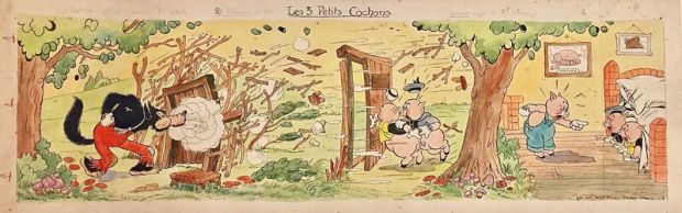 Studios Disney, Walt Disney (Concept) | Walt Disney, Les 3 petits cochons, illustration, 1940. | 2DGalleries