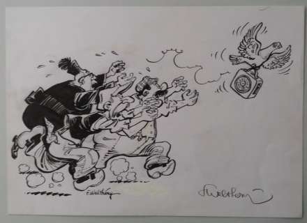 Walthéry, François - Originele tekening voor een gepubliceerde prent - De ouwe blauwe | Catawiki