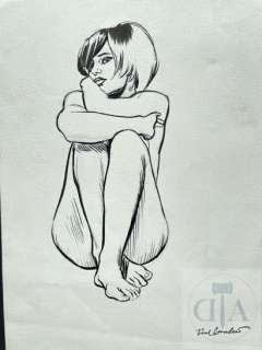 Cuvelier/Dessin orignal illustrant une femme nue. Encre de… | Dagoty