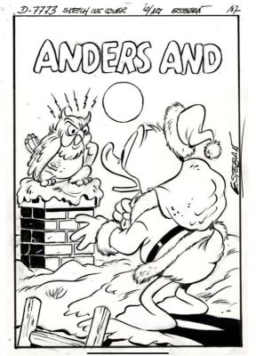 Ignasi Calvet Esteban, Carl Barks (Concept), Studios Disney (Concept) | Disney - Couverture - Hibou gardienne de cheminée en colère contre Père Donald noël | 2DGalleries