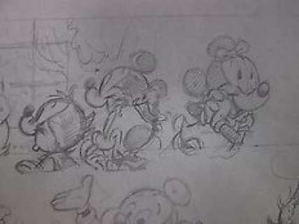  - Mickey WALT DISNEY - Claude MARIN  Dessin Original ( x4 ) - Crayonnés Préparatoires de la BD les bébés Disney 