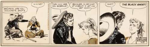 "THE CISCO KID" FRAMED 1957 DAILY STRIP ORIGINAL ART BY JOSÉ LUIS SALINAS. | Hake’s