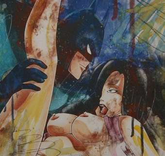 Batman Erotic - Acquerello a mano su stampa Artprint - Page volante (2018) | Catawiki