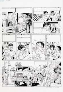 Denayer | Wayne Shelton, planche n°13 Ã  l’encre de Chine d… | Banque Dessinée