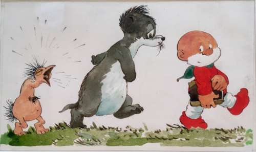 Dulieu, Jean  - Originele, gepubliceerde tekening in kleur - Paulus de Boskabouter - Paulus, Gregorius en Krakras (1963) | Catawiki