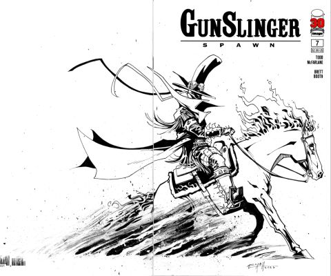Ella Bishop-Heil | Original wraparound sketch cover (Gunslinger Spawn #7) | Raremarq (Buy It Now)