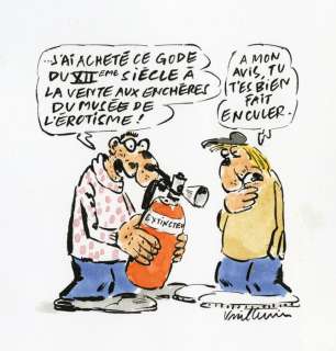 Vuillemin, Philippe - Dessin original + mise en couleur sur papier - Le musée de l’érotisme 1 (2016) | Catawiki