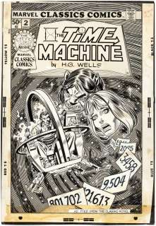 MARVEL CLASSIC COMICS #2 THE TIME MACHINE COMIC BOOK COVER ORIGINAL ART BY GIL KANE. | Hake’s