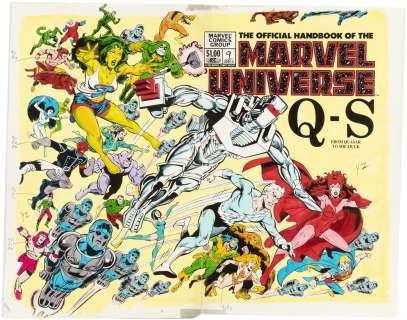 THE OFFICIAL HANDBOOK OF THE MARVEL UNIVERSE (Q-S) #9 - REGULAR COVER & INTERIOR PAGES COLOR GUIDES LOT (ANDY YANCHUS COLORIST). | Hake’s