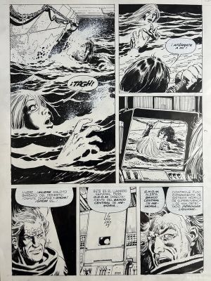 Juan Zanotto (Encrage), Alfredo Grassi (Scénariste) | Juan Zanotto - Zanotto, Tagh#5, El inferno, planche nº7, Skorpio#102, 1984. | 2DGalleries
