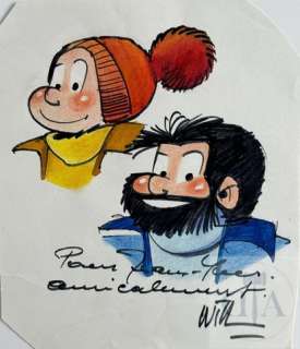 Will/Tif et Tondu. Dessin orignal dedicace illustrant les 2… | Dagoty